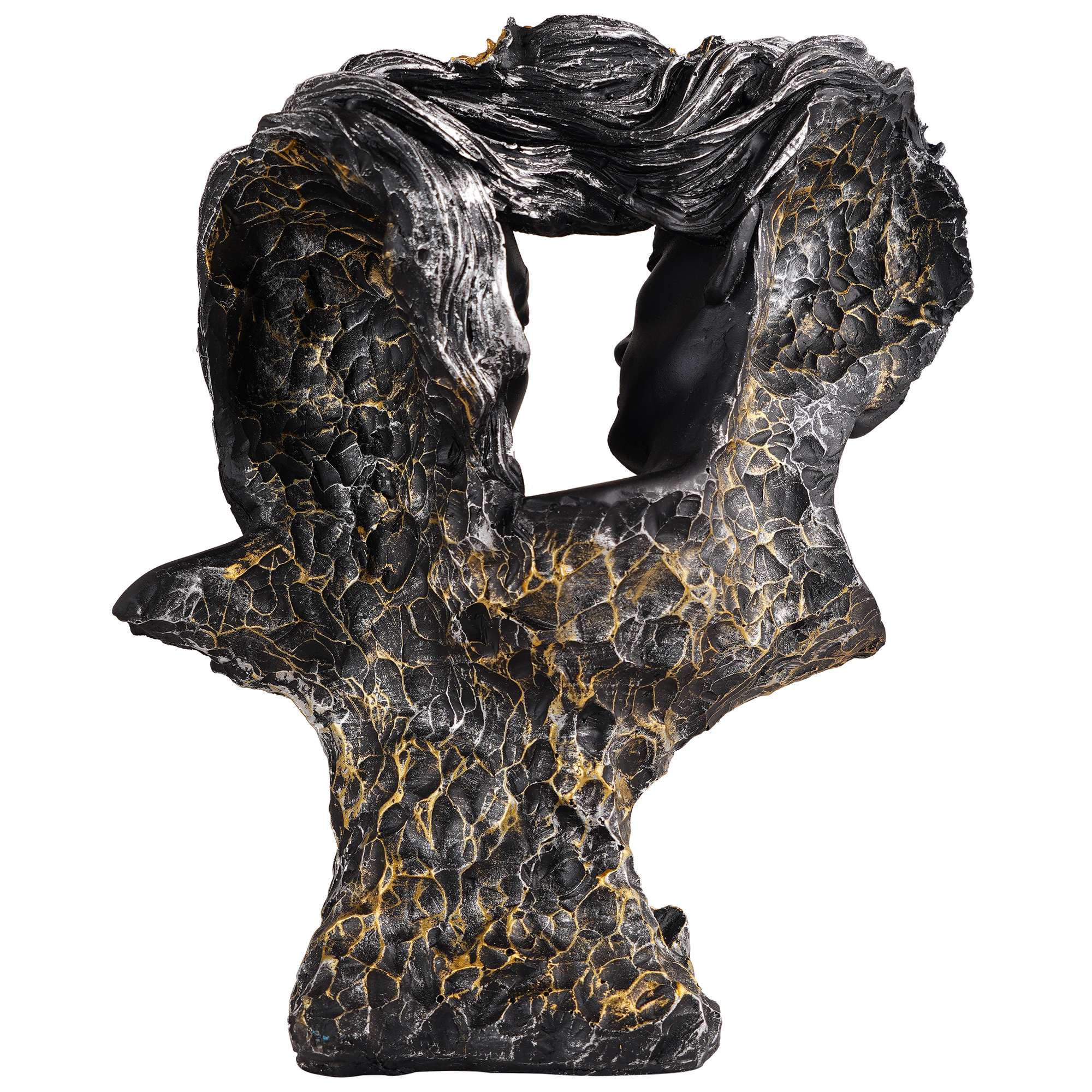 Love Couple Face Statue black and golden Showpiece for Home Decor Valentine Day Gift | Resin Decorative Showpiece showpiece - Image 2